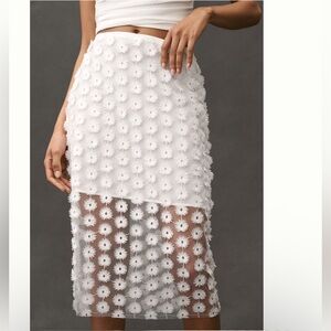 Nwt 3d textured White Floral sheer Skirt